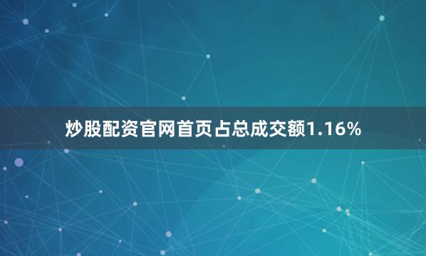 炒股配资官网首页占总成交额1.16%