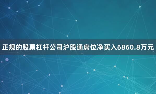 正规的股票杠杆公司沪股通席位净买入6860.8万元